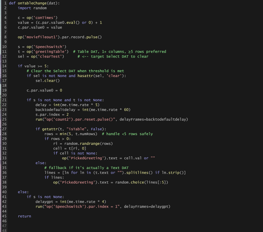 After the user speaks, their input is stored in a table, and my code monitors changes in the table to update the interaction state.