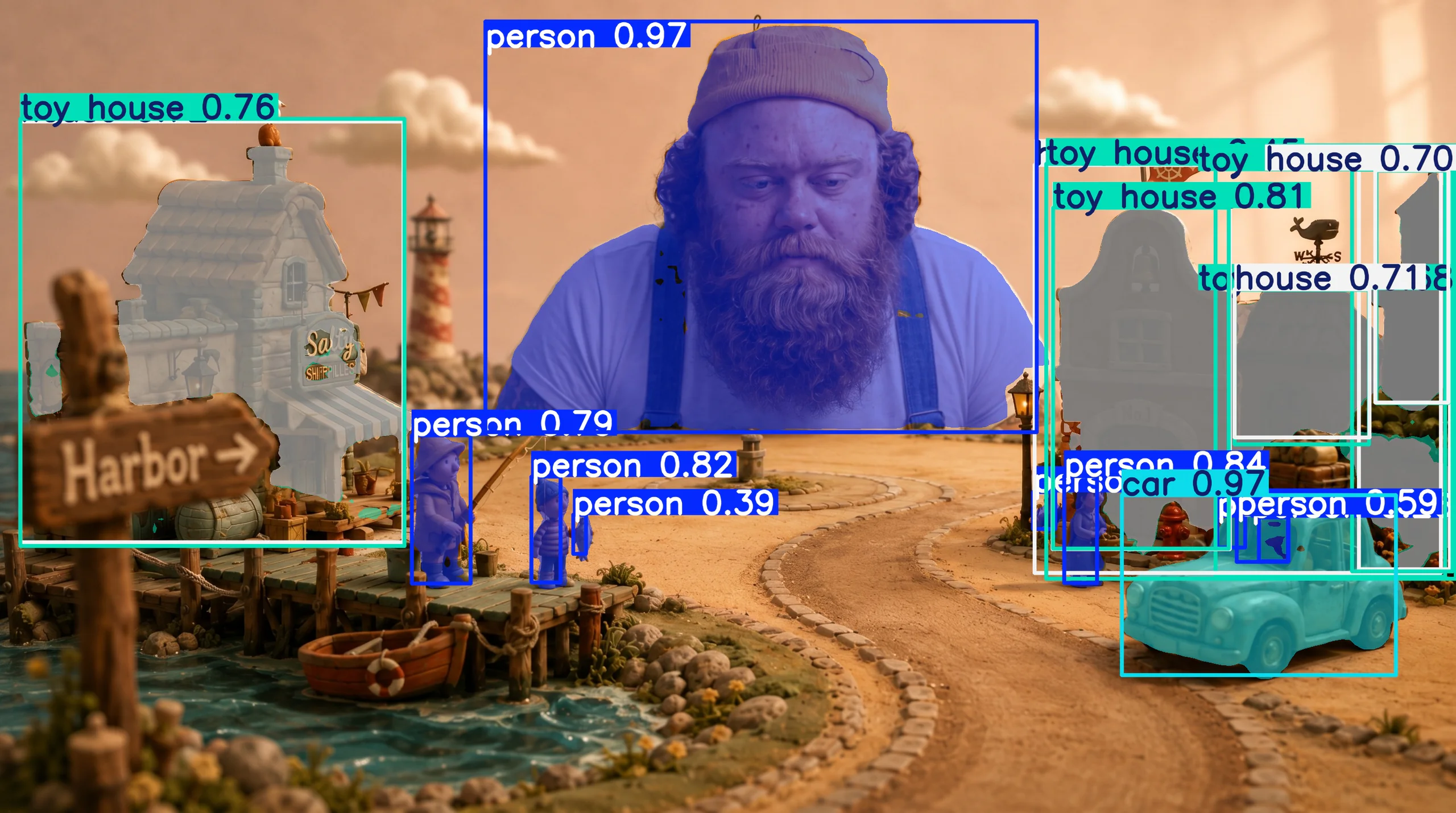 SAM 3 object masks preserving the shape of detected scene objects