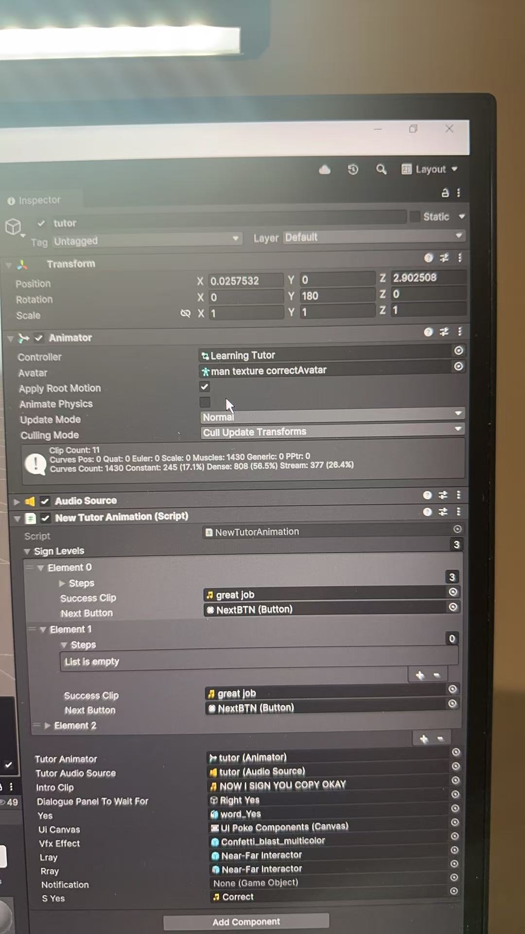 Manager prefab for learning a new word