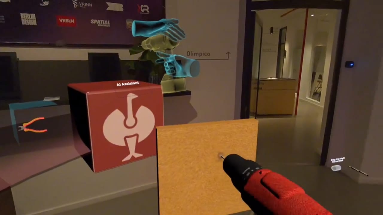 A virtual hand acts as a professional guide, demonstrating the correct way to use the tool.